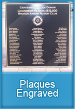 Plaques engraved